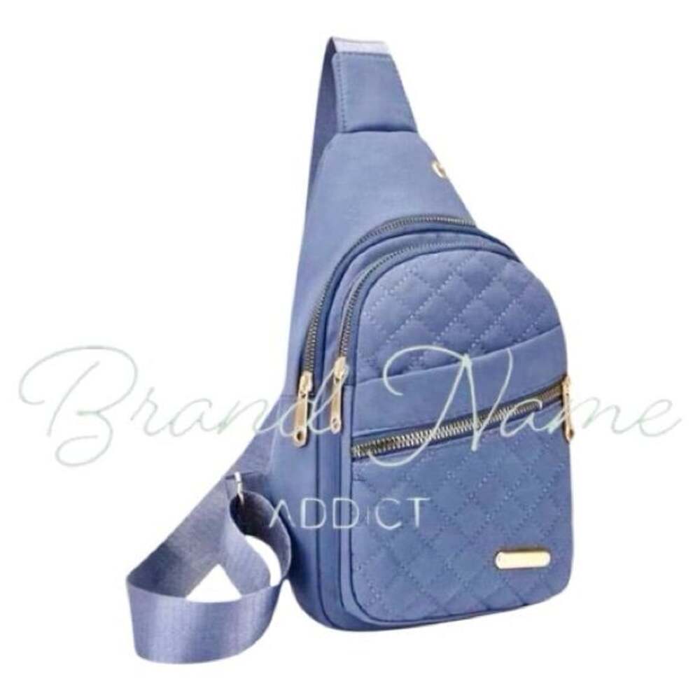 Quilted Blue Sling Crossbody Bag - Picture 2 of 4
